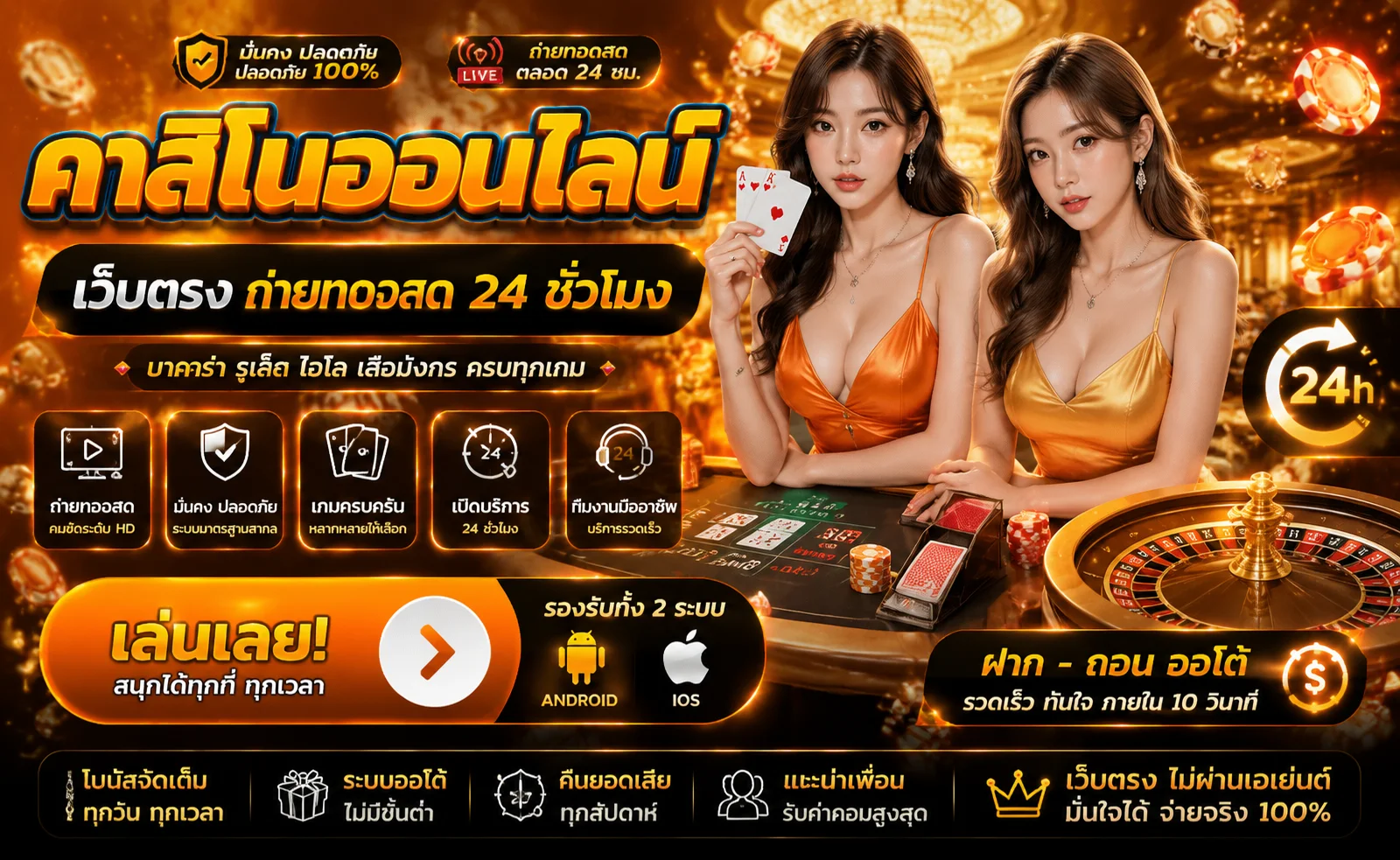คาสิโนออนไลน์ บาคาร่าสด ดีลเลอร์จริงถ่ายทอดสด HD